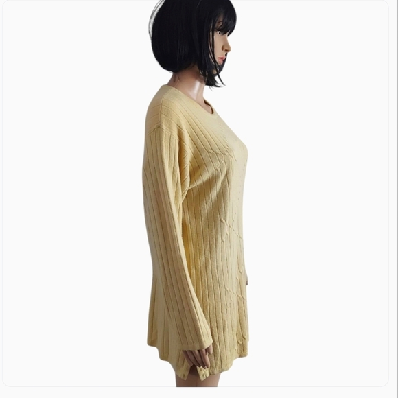 Vintage cross road light yellow long sleeves knit sweater, size M - Picture 3 of 10
